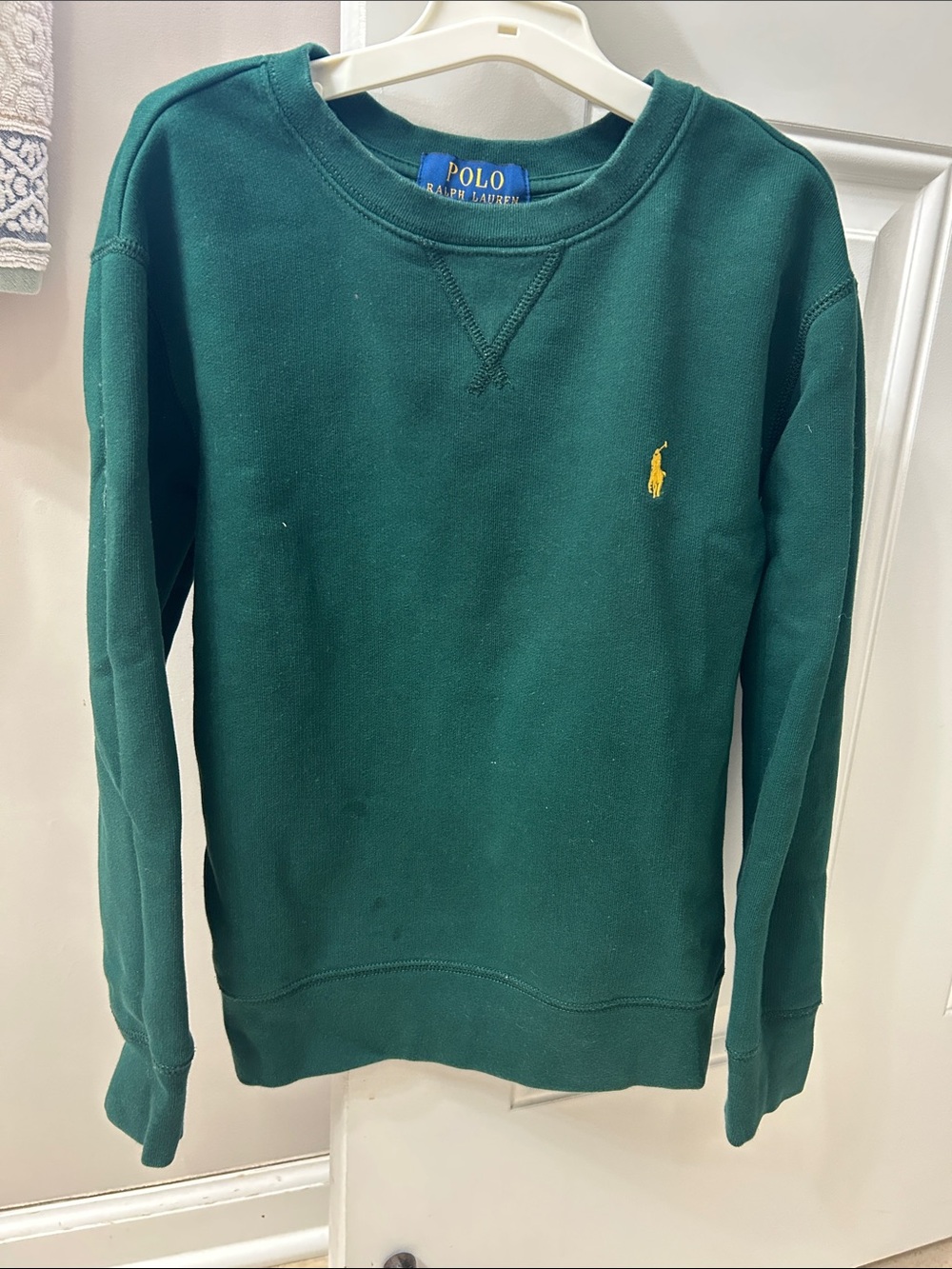 Polo by Ralph Lauren Hunter Green Crewneck Sweatshirt with Yellow Pony